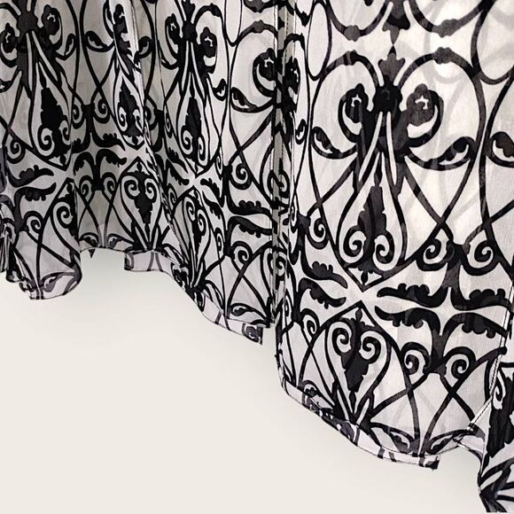 Talbots Skirt Womens Sz 14 Petite Silk Blk White Layers Streamers Chiffon Vtg 90 - Picture 11 of 12